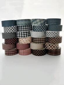 6 Rolls Vintage Plaid Washi Tape, Decorative Paper Tape With Retro Aesthetic, Suitable For Scrapbooking, Journaling, Diaries, Art Projects, Handmade Crafts And Students' Back To School Decoration - Multi-color - View 2