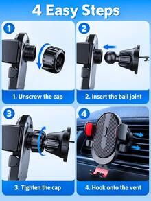 1pc Car Phone Holder, [Upgraded Auto Lock] Universal Phone Mount, With Hook Clip, Suitable For Car Air Vent, Compatible With Phones - Multicolor - View 11