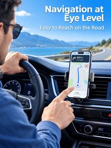 1pc Car Phone Holder, [Upgraded Auto Lock] Universal Phone Mount, With Hook Clip, Suitable For Car Air Vent, Compatible With Phones - Multicolor - View 3