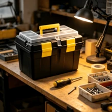 1pc/2pcs Toolbox Equipped With A Non‑Slip Handle. It Features Secure Locking And Sealing Via Buckles. Sturdy And Drop‑Resistant, It Is Suitable For Storing Various Tools For Home Repair And Outdoor Operations. - A - View 3