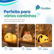 Luminária de Mesa Infantil Coelhinho Cachorrinho e Panda Luz Noturna Decorativa Iluminação Quarto Criança Menino Menina Unissex - Cachorrinho - Visão 3