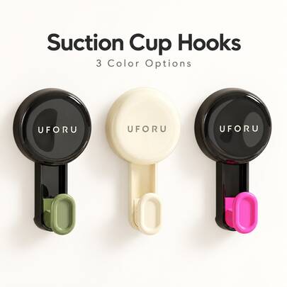 1pc Suction Cup Wall Hooks, No-Drill Strong Suction Hanging Hooks, Space-Saving Bathroom & Kitchen Organizer For Towels, Loofahs, Keys & Small Accessories, Easy Installation, Modern Design