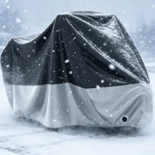 2027 New Winter Motorcycle Cover, Silver Coated Thickened Snowproof Waterproof, Outdoor Sun Protection Dustproof Car Cover, With Lock Hole Windproof Rope, Multi-Color Universal Fit - Black and Silver Car Cover - View 17
