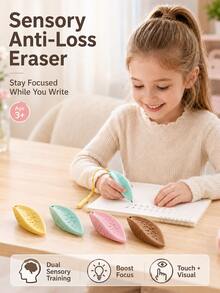 4pcs Sensory Stone Erasers, Triangular Grip Pencil Erasers, Clean No-Debris Rubber Erasers, Suitable For Children, Kindergarten, Elementary Students And School Supplies - Multicolor - View 2