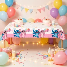 FIFA FIFA Stitch & Angel Cartoon Print Disposable Tablecloth, Waterproof & Oil-Resistant, No-Wipe, Suitable For Theme Parties, Picnics, Gatherings, Atmospheric Table Decor Party Supplies, 1pc - View 2