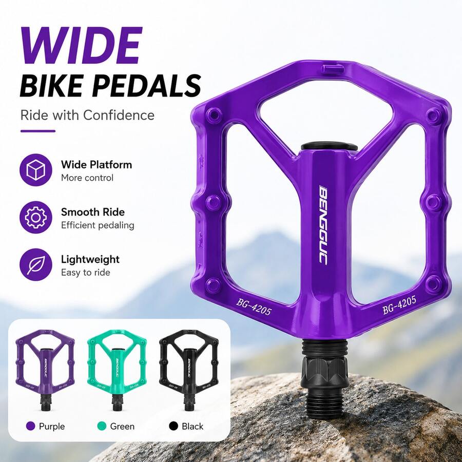 1 Pair Aluminum Alloy Mountain Bike Pedals, Wider Non-Slip Bearing Pedals, Suitable For Road Bikes And Bicycles - Multicolor - View 1