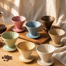 1pc Ceramic Pour Over Coffee Dripper, V-Shaped Reusable Coffee Filter Cup, Home, Cafe, Barista Professional Pour Over Coffee Equipment - Multicolor - View 9