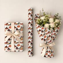 1Roll Vintage Santa Pattern Gift Wrapping Paper, Holiday Present Packaging Roll, DIY Craft Decoration Paper 17in * 196in - Multicolor - View 9