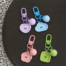 1/6pcs Cute Smiling Face Keychain, Colorful Geometric Shape Bag Charm With Beads And Chain Clasp, Suitable For Girls' Backpack Pendant Decoration Gift - Cloud Heart - View 13