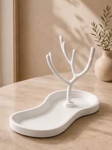 1pc Elegant Jewelry Storage Tree With Tray, Decorative Necklace Holder, Ring & Earring Display Stand, Vanity Bedroom Home Decor Gift, Jewelry Organizer Tree, Ring & Earring Storage, Room Decor Jewelry Rack - Multicolor - View 9