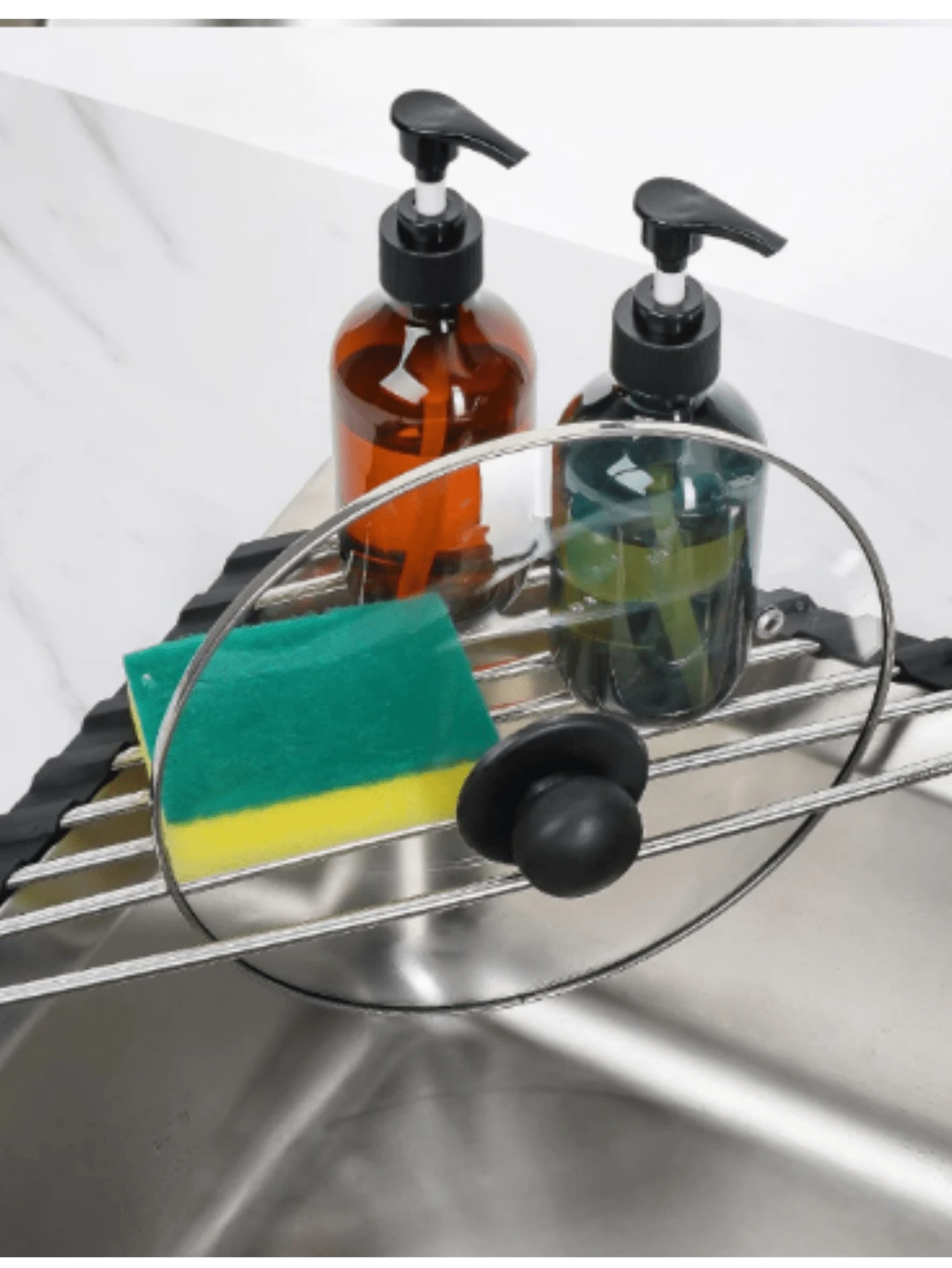 1PC Triangle Roll-Up Drain Rack, Kitchen Drain Rack, Sink Drain Rack, Suitable For Sink Corner, Small Foldable Drain Rack, Multi-Functional Kitchen Drain Rack Storage Rack