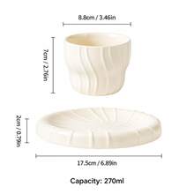 2pcs/1pc Cream White Wavy Embossed Ceramic Coffee Cup And Saucer Set, Minimalist French Style Ceramic Tea Cup Latte Cup, Home Tableware Gift - Multicolor - View 14