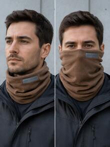 Men's Winter Thermal Lined Warm Neck Warmer Face Mask, Soft Pullover Neck Gaiter, Dual-Use Neck Warmer & Face Cover, Suitable For Daily Commute And Outdoor Cycling - Multicolor - View 4