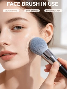 2pcs Large Powder & Blush Brush Set, Skin-Friendly Synthetic Bristles Face Makeup Tool - Multicolor - View 5