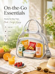 Transparent Lunch Bag, Durable Fashionable Portable, Large Capacity, Suitable For Office Workers And Students, Multi-Functional Travel Storage Bag, Suitable For All Seasons, Not Suitable For Direct Food Contact - Multicolor - View 3
