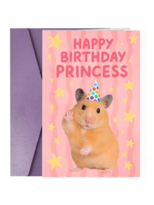 A Fun Birthday Card, A Cute Hamster Card Featuring The "Happy Birthday Princess," Complete With An Envelope. Perfect For Him/Her, Friends/Family/Colleagues, Or As Part Of A Birthday Party. - Multicolor - View 8