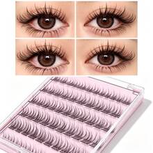 120pcs Self-Adhesive False Eyelashes, Transparent Stem, Natural Look, Fish Scale Segmented False Eyelashes, C Curl Single Cluster, Dense, Suitable For Beginners, Cluster False Eyelashes, Single Cluster False Eyelashes - C - View 5