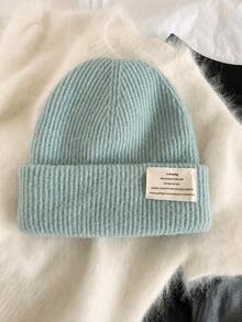 Men's Autumn/Winter Letter Patchwork Knit Beanie Hat, Warm Ear Protection Slouchy Hat, Suitable For Outdoor Travel, Leisure And Skiing - Knitted Hat - View 10