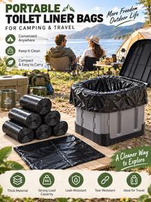 10/30/60/100pcs Thickened Portable Toilet Bags, Extra Large Disposable Camping Toilet Liners For Foldable Toilet, Car Travel, Road Trips, Outdoor Camping, Bedside Commode & Home Us - Black - View 4