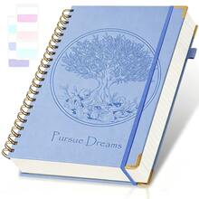 300-Page A5 Spiral Notebook With Embossed Tree Of Life Leather Cover, Lined Paper, 24 Index Tabs, Unisex For School, Work And Home Use, Back To School Essential, Graduation Gift School Supplies - Multicolor - View 15