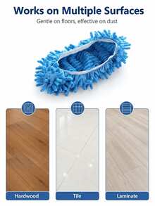 1 Pair Chenille Microfiber Mop Slippers, Elastic Floor Cleaning Shoe Covers, Hands-Free Dusting, Washable And Reusable, Suitable For Home And Dorm Hardwood Floors, Tile Floors - Multiple Styles and Colors - View 8
