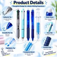 5PCS Writing Set, 2 Multi-Color Ballpoint Pens + 2 Erasable Gel Pens + 1 Syringe Highlighter, 0.5mm Smooth Retractable Pens For Students, Teachers, Office, Notes And Journaling - Multicolor - View 6