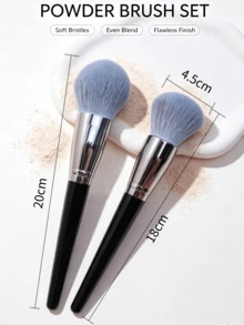 2pcs Large Powder & Blush Brush Set, Skin-Friendly Synthetic Bristles Face Makeup Tool - Multicolor - View 7