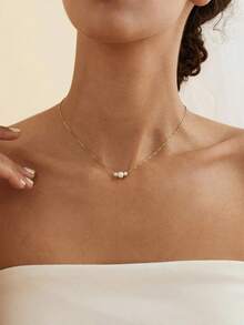 1pc Simple And Elegant Faux Pearl Necklace, Suitable For Women's Daily Wear - Multicolor - View 4
