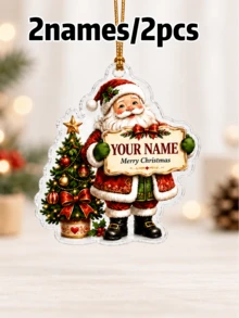 Custom Santa Gift Ornament, Personalized Christmas Tree Hanging Decor, Festive Holiday Home Accent, Customized Name Xmas Keepsake, Customizable Christmas Ornament Gift For Family Friends, Party Decor, Gift Box Christmas Tag Ornaments, Merry Christmas - Style B - View 22