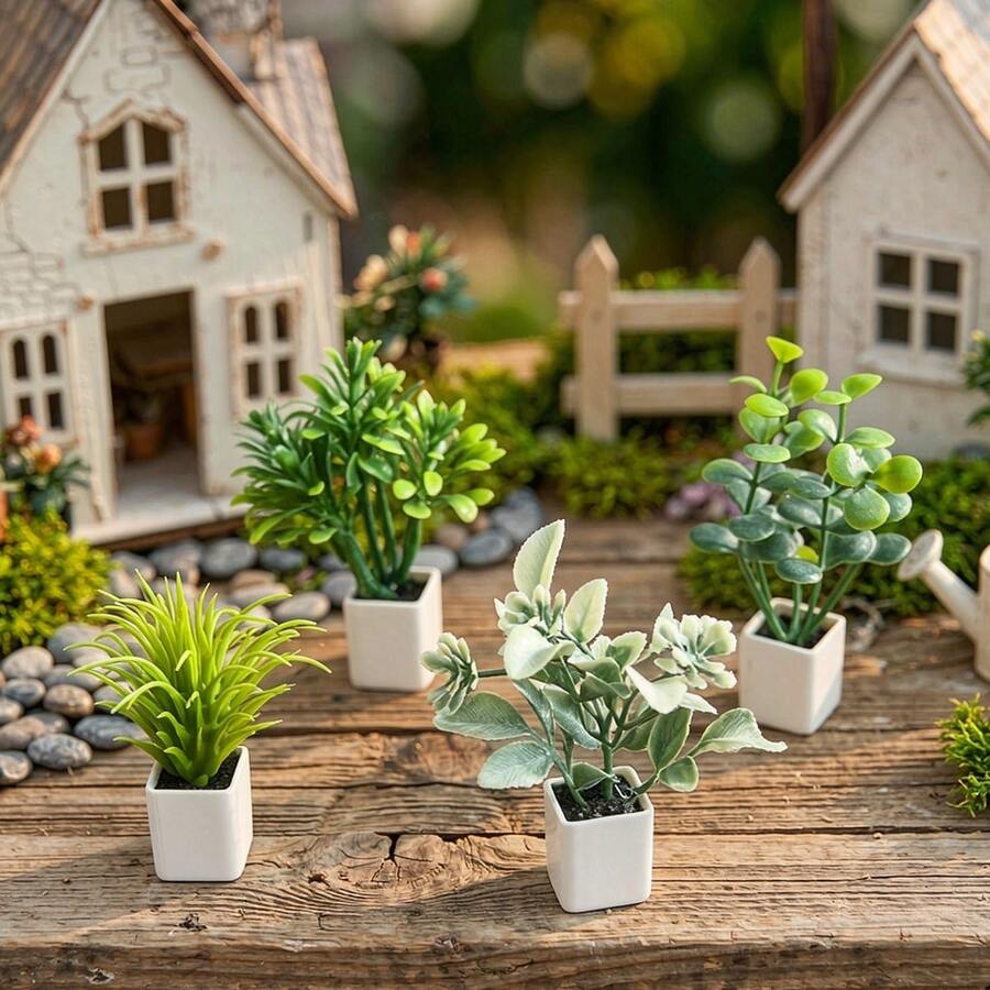 1:12 Mini Realistic Green Plant Potted Bonsai, Miniature Landscape Decoration, Model Scene Decor, Mini Potted Plant, Home Decor, Car Interior Decor, Miniature Scene Photography Prop, Dollhouse Decorative Flower