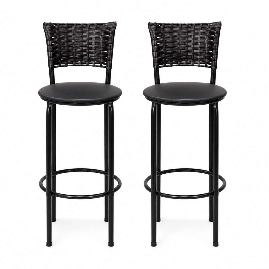 2 Banquetas Alta Desmontavél Junco Preto Para Cozinha Americana Área Gourmet Balcão