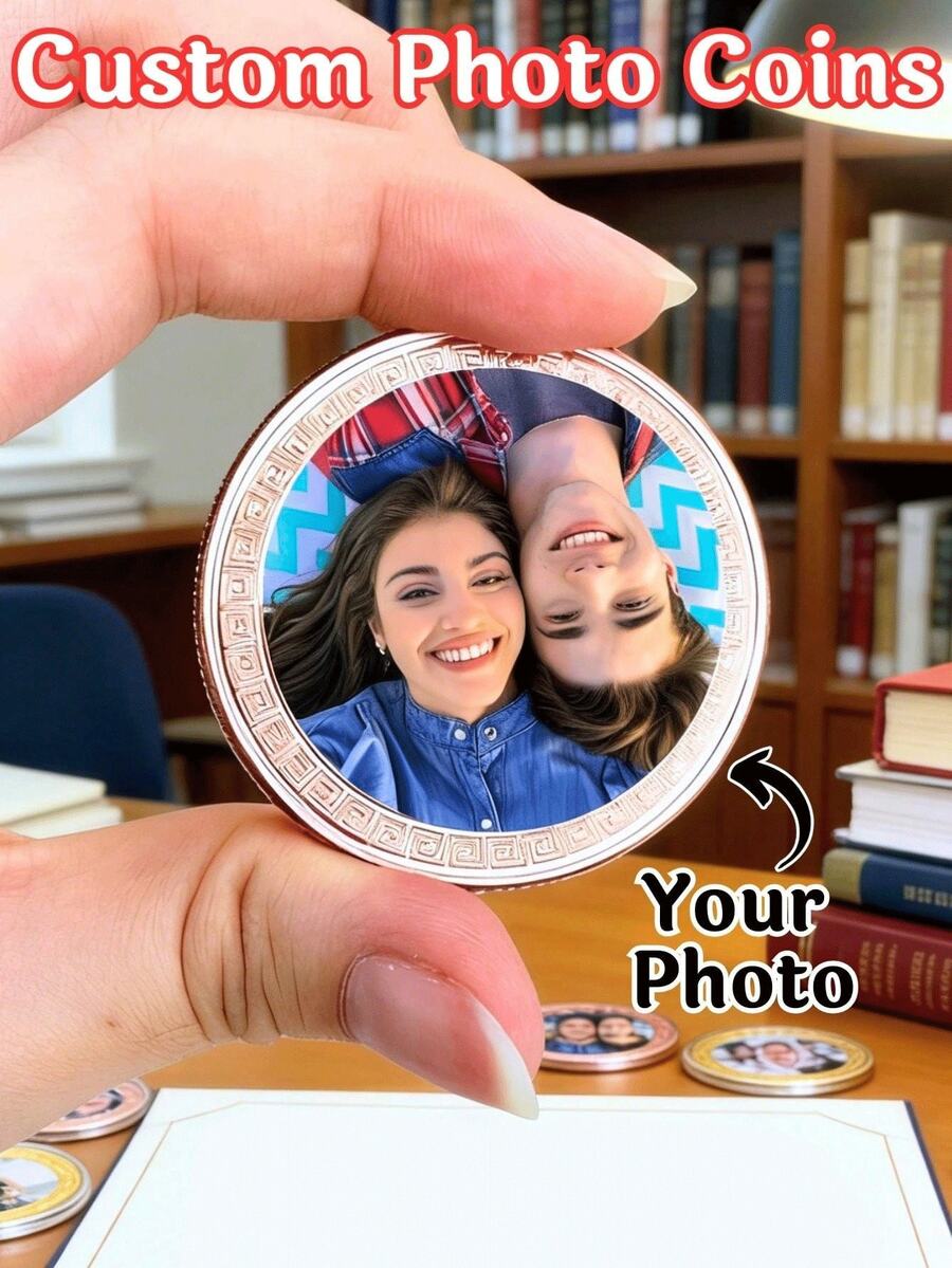 Custom Photo Coin, Personalized Commemorative Coin, Round Metal Photo Keepsake, Custom Picture Coin For Couples, Anniversary Wedding Birthday Gift For Him Or Her, Memorial Keepsake, Christmas Collectible, Personalized Gift