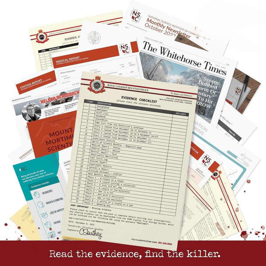 Dr. Akchenbach's Mystery: Cold Case Detective Board Game - An Unsolved Crime On Mount Mortimer Investigation Kit With Documents, Evidence, And Email Clues - An Interactive Mystery Puzzle Game (Difficulty 4/5) - Multicolor - View 1