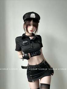 ※帽子付きア03 不良警花 セクシーな女性警官の制服ンンピース ミニスカートグルーミーおおかみコスプレこすぷれ　ハロウィンベスト 制服ハロウィン　コスプレ>衣装国内発送こすプレ ハロウィン文化祭ポリス コスプレ 警察 ハロウィン - BB - チェックする 5