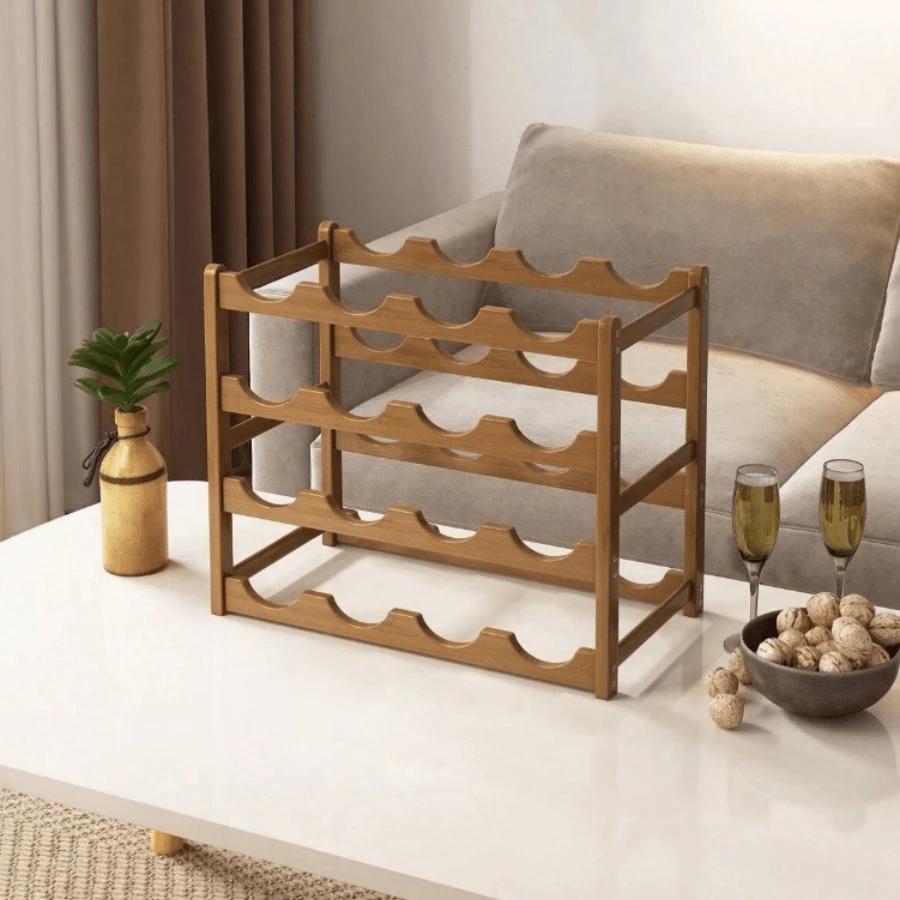 Wine Rack Tiered Divider Display Wine Bottle Storage Wine Rack Can Hold 6/8/9/12/16 Bottles - View 1