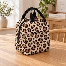 Large-Capacity Handbag, Storage Bag, Cute Leopard Print Coffee Brown Print-Handbag, Suitable For School, Offices, Outdoor Picnics, Various Uses - Leopard Print - View 9