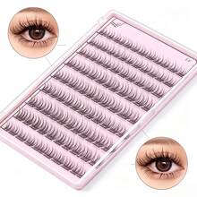120pcs Self-Adhesive False Eyelashes, Transparent Stem, Natural Look, Fish Scale Segmented False Eyelashes, C Curl Single Cluster, Dense, Suitable For Beginners, Cluster False Eyelashes, Single Cluster False Eyelashes - C - View 6