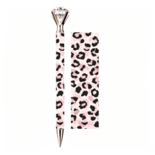 8 Cute Valentine's Day Limited Edition Ballpoint Pens, Featuring Diamond-Shaped Tops And Metal-Coated Tips. The Ink Flows Smoothly, Making Writing Easy Without Skipping. Perfect For Everyday Writing, Office Notes, Or As A Gift. - Leopard Print Claw Style - View 8