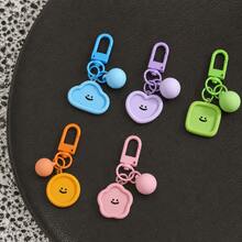 1/6pcs Cute Smiling Face Keychain, Colorful Geometric Shape Bag Charm With Beads And Chain Clasp, Suitable For Girls' Backpack Pendant Decoration Gift - Cloud Heart - View 4