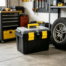 1pc/2pcs Toolbox Equipped With A Non‑Slip Handle. It Features Secure Locking And Sealing Via Buckles. Sturdy And Drop‑Resistant, It Is Suitable For Storing Various Tools For Home Repair And Outdoor Operations. - A - View 2