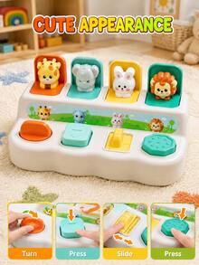 Interactive Animal Hide-And-Seek Toy Box, Baby Early Learning Montessori Cause-And-Effect Toy, Colorful Learning Game, Includes Hidden Animal Shapes, Promotes Motor Skill Development And Cognitive Play, Features Color And Animal Sorting Functions, Suitable For Toddlers And Children Birthday Gift (Random Color) - Multicolor - View 6