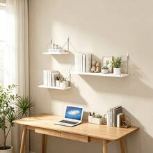 Wall-Mounted Floating Shelf, Wall Storage Organizer, Suitable For Bathroom, Kitchen, Study, Bedroom, Display Shelf For Makeup, Decor, Books - White - View 1
