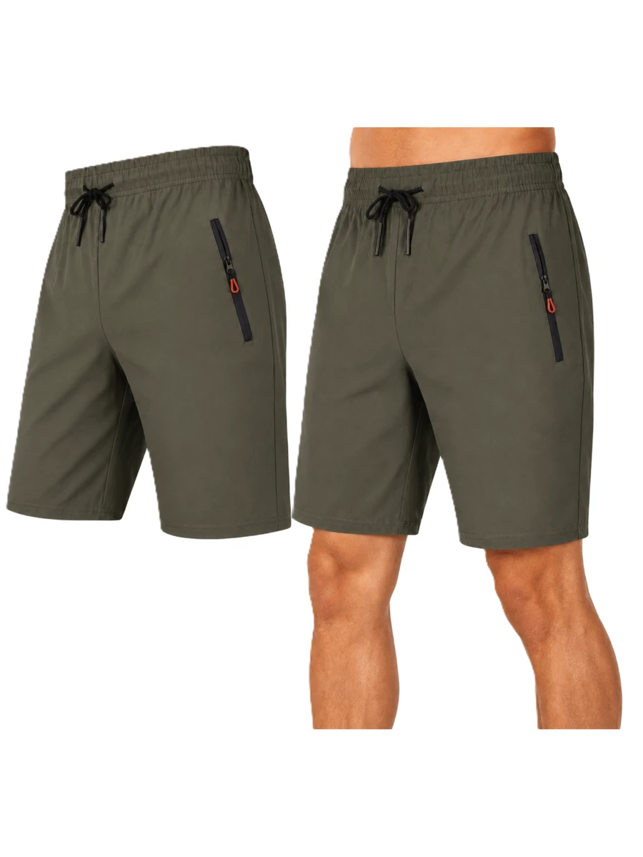 Men's Sports Shorts 12K1857-29 In Khaki, Adjustable Waist, Sporty Everyday Shorts For Light Activity - Khaki - View 1