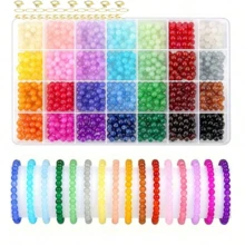 28/24 Grid Mixed Color 6mm Beads, DIY Necklace Bracelet Earring Phone Chain Creative Crafting, Handmade Jewelry Accessories - Multicolor - View 2
