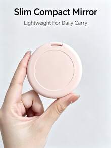 Dior Round Compact Mirror, Pink Faux Leather Quilted Stitching Craftsmanship, 3D Metal CD Logo, Flip Cover Double-Sided Mirror Design, Convenient For Touch-Ups On The Go, Small Round Pocket Size, Luxury Makeup Accessory - Pink Mirror - View 3