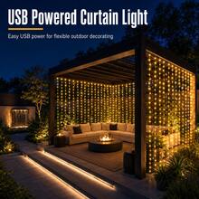 1PC 6-Meter/3-Meter Suitable For Party Atmosphere, Family Gatherings, Wedding Decoration, USB Plug For Home Room Decoration, LED Light String With Remote Control, Holiday Decor - USB Curtain Light - View 4