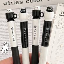 Neutral Cat Shape Creative Rotating Cup Ballpoint Pen, 0.5mm Quick-Drying Black Ink, Fun Stress Relief Rotating Refill, Silicone Pen Cap, Quick-Drying, 0.5mm Black Pen Suitable For Office, Back To School, Holiday Gifts - Mule Tea Cup Cat - View 2