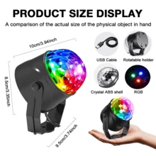 Sound Activated Party Lights With Remote Control, RGB Disco Ball LED Strobe Light, 7 Lighting Modes Stage Par Lights For DJ Club Bar Karaoke Wedding Birthday Home Room - Black - View 5