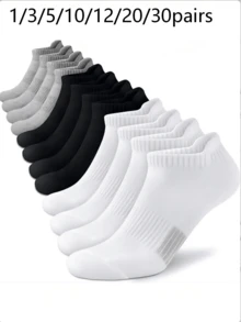 1/3/5/10/12/20/30 pares de calcetines cortos para deportes al aire libre para hombres en blanco y negro para primavera, verano y otoño - Multicolor - Ver 26