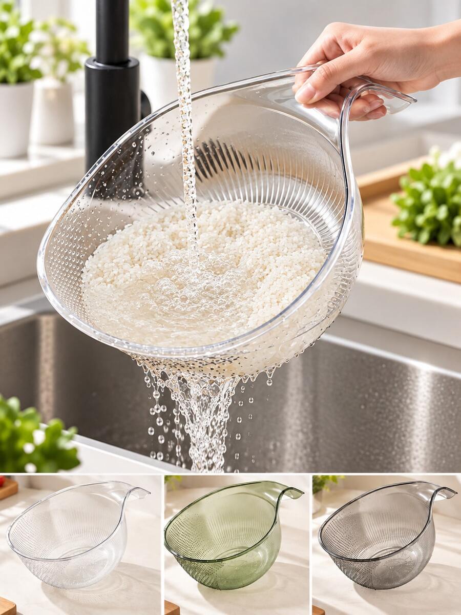 1 buah Saringan Multifungsi dengan Pegangan, Desain 2-in-1, Baskom Pencuci Beras Anti Bocor, Saringan Dapur untuk Penggunaan Rumah Tangga, Dapat Digunakan Sebagai Keranjang Pencuci Sayuran, Keranjang Pencuci Buah, Keranjang Pencuci Beras, Filter, Cocok untuk Wastafel Dapur, Juga Cocok untuk Mencuci Beras, Menyiapkan Salad dan Meniriskan Mie, Perlengkapan Perjalanan, Aksesoris Kamar Mandi, Perlengkapan Dapur, Barang Rumah Tangga, Kebutuhan Rumah Tangga, Dekorasi Taman Luar Ruangan, Kembali ke Sekolah, Rumah & Dapur - MultiWarna - View 1